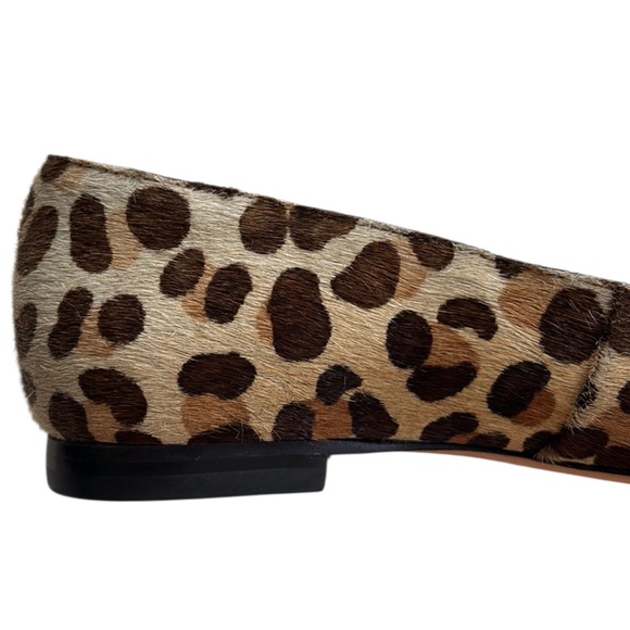 Frances Valentine Leopard Print Pointed Toe Flats with Black Beaded Pom - Picture 5 of 9